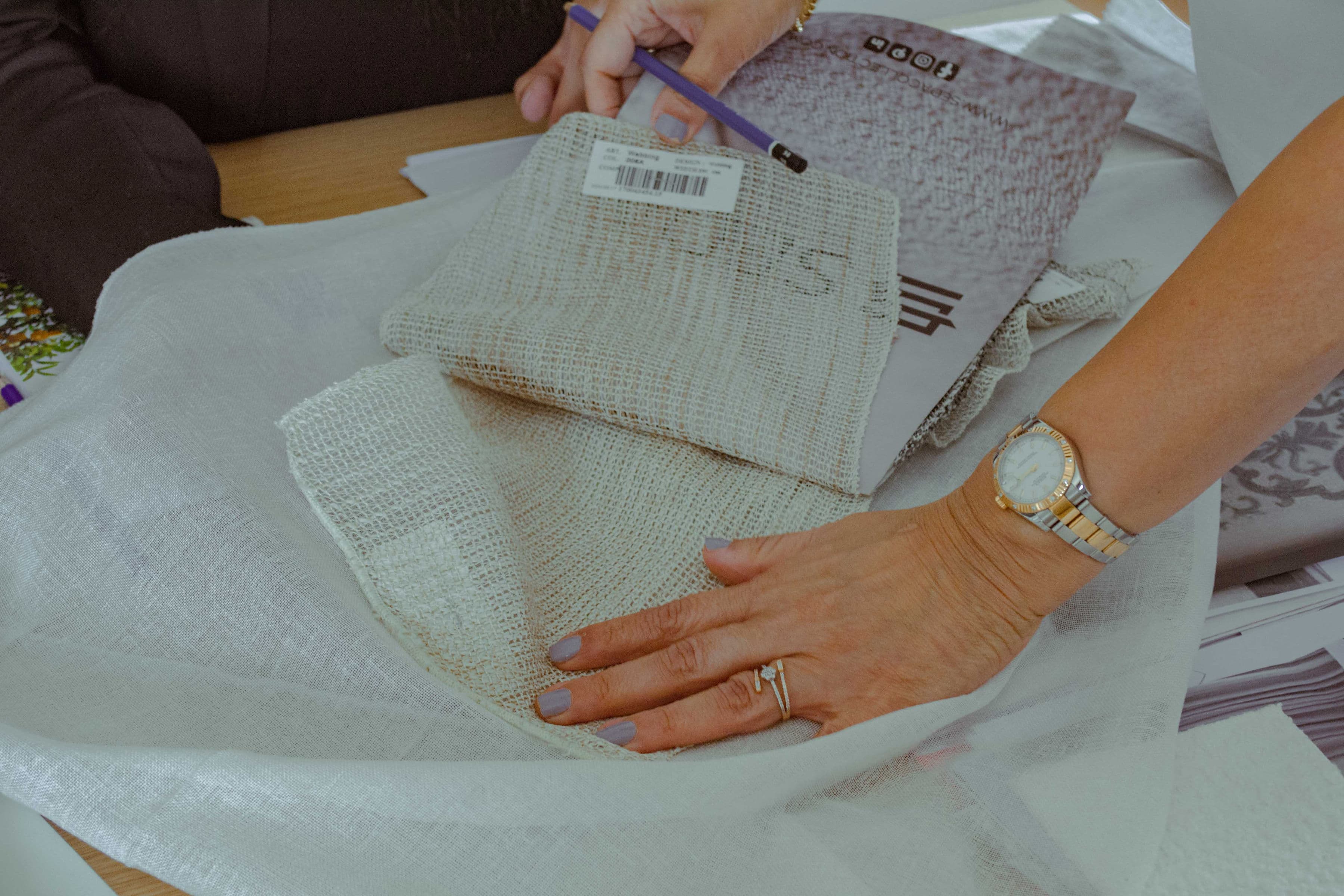 Textile swatches and tactile material exploration